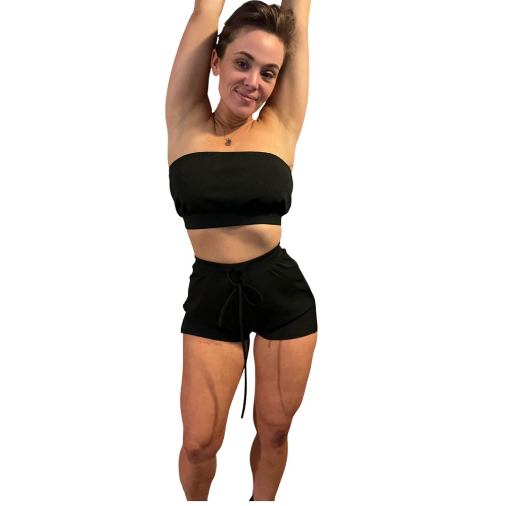 Black tube top and shorts set